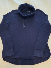 LRL Lauren Ralph Lauren Navy Cotton Waffleweave Cowl Neck Top Wmn's Sz XL