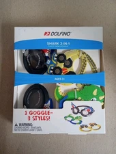 Dolfino 3-in-1 Swim Goggles Set  Sharks, Dino, & Trucks  Kids Unisex Multi