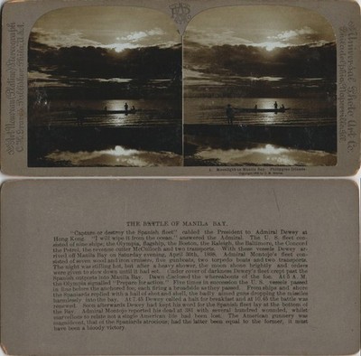 Manila Bay Monnlight Philippine, CDV Kabinettfoto Asia 1902 3D/Stereoskopie