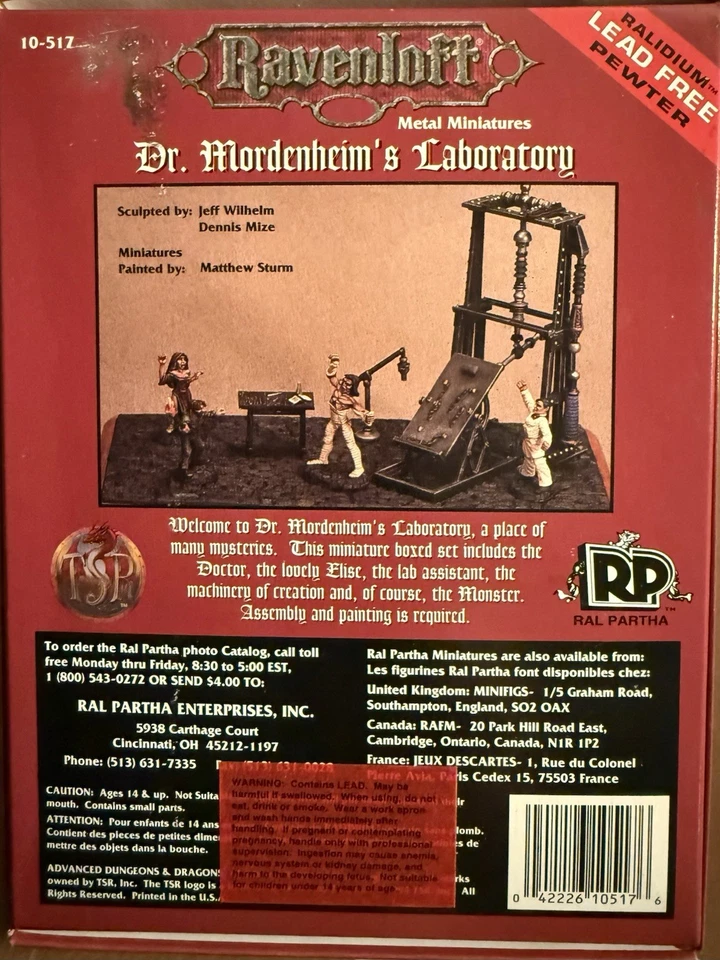 AD&D Dr. Mordenheim‘s Laboratory Ravenloft Ral Partha 10-517 TSR Miniaturen - Bild 2 von 4
