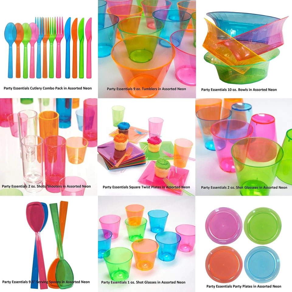 100 Count Neon Plastic Drinking Cups 9 Ounce Assorted Colors For Parties - Image 4 of 4