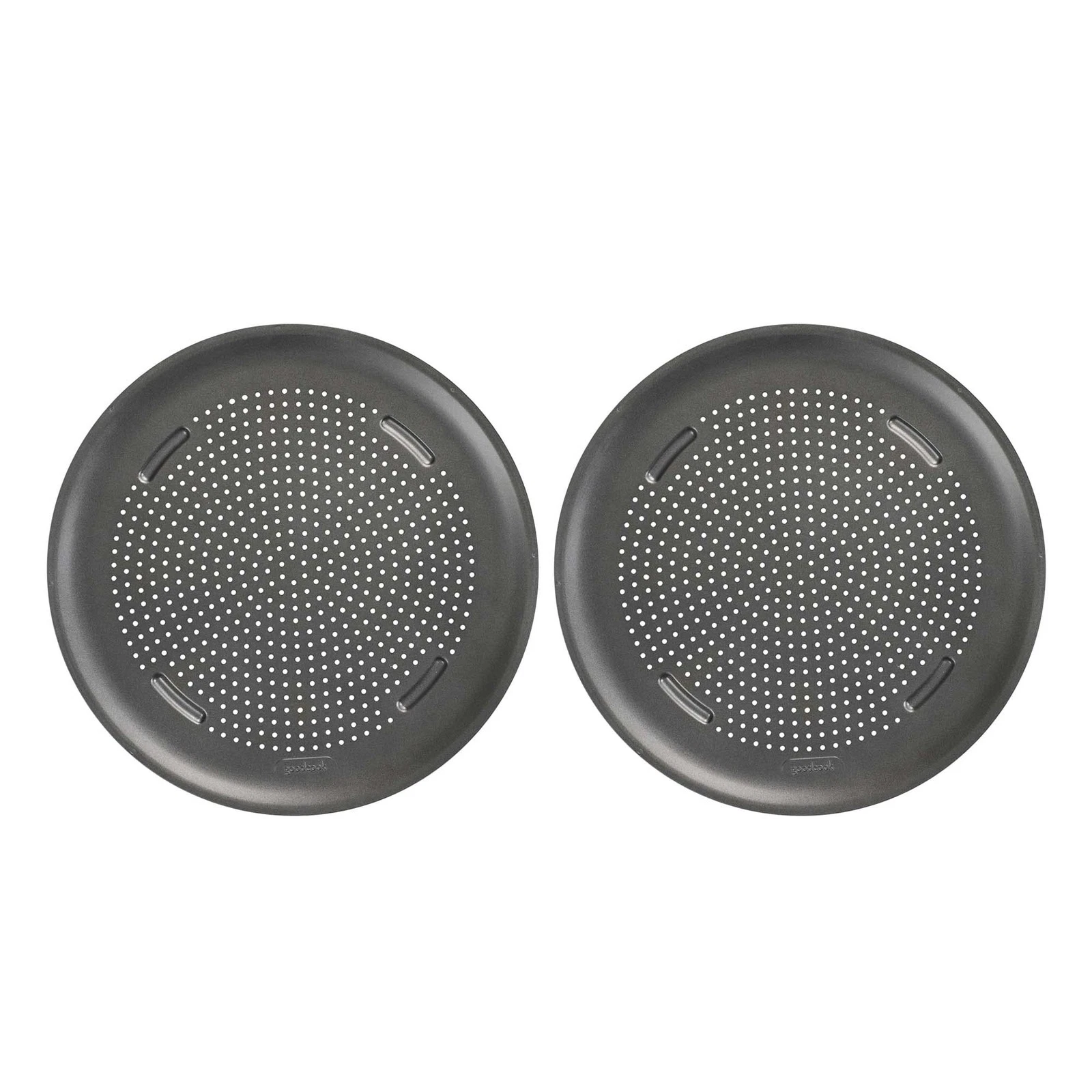 Goodcook Nonstick 15.75 Inch Pizza Pan Set Of 2 Baking Pans For Crispy Crust