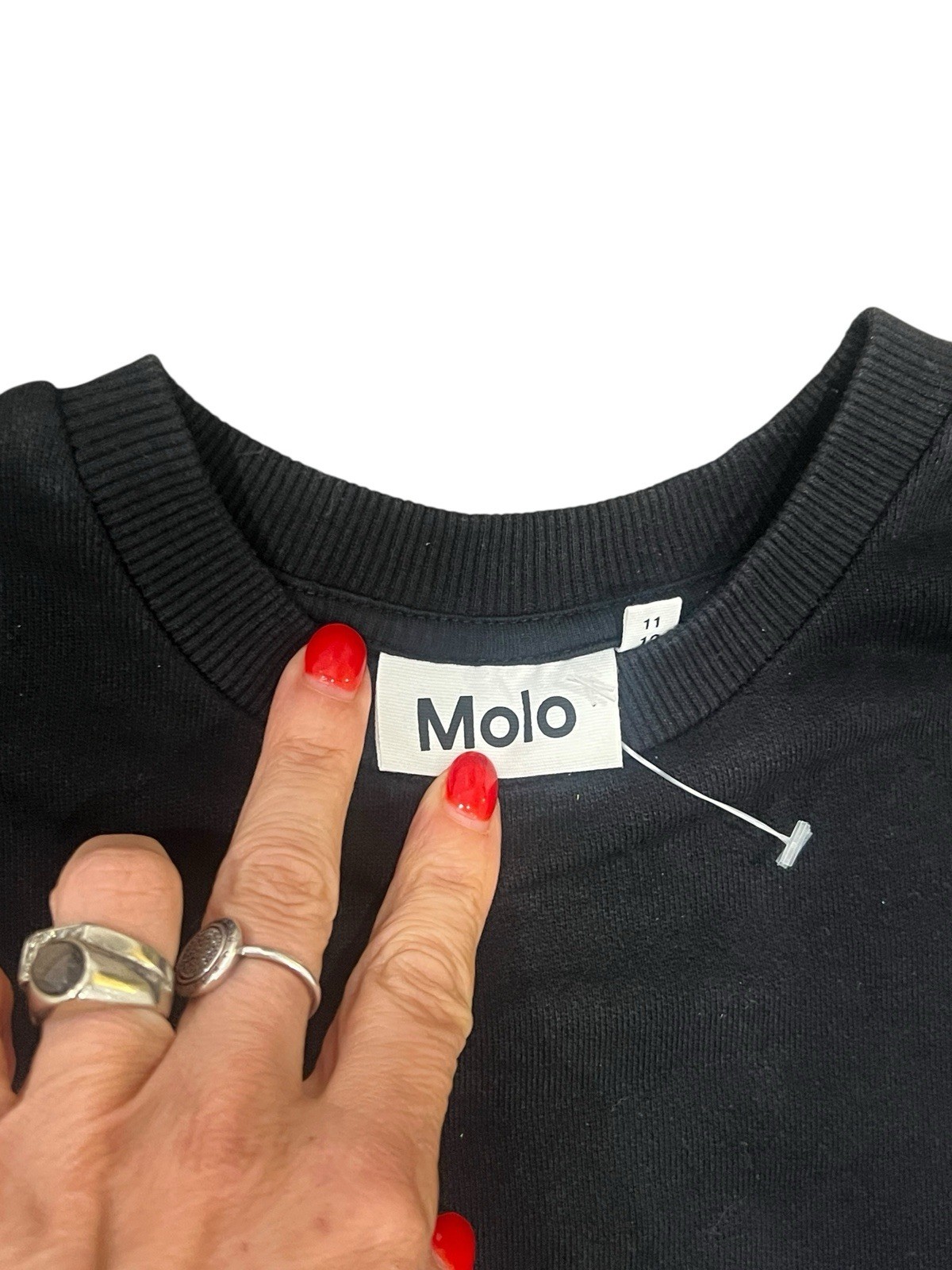 Molo Girl's 11-12 Black Carmen Sweatshirt Dress Striped Pullover  Organic Cotton