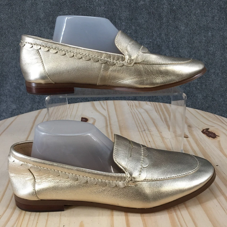 Zapatos Banana Republic para mujer 6 M ribete festoneado vestido sin cordones mocasín dorado Foto 2 de 4