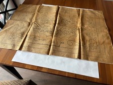 Hooked Rug Pattern Printed Burlap Floral Early American Rectangle 24 X 36