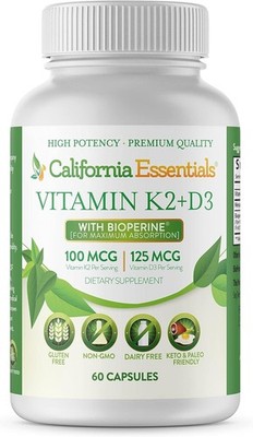Vitamin K2 + VIT D3 5000 IU with BioPerine and Calcium for Maximum Absorption