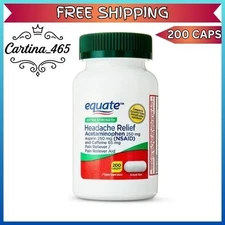 Equate Extra Strength Headache Relief Caplets, 250mg, 200 Count *SEALED*
