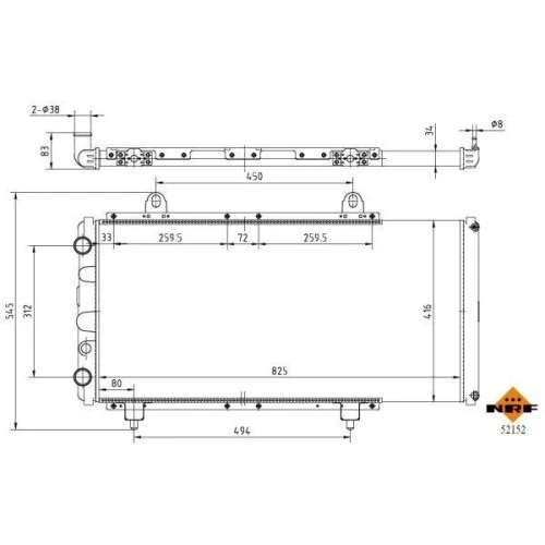 Radiatore Raffreddamento Motore Nrf 52152 per Alfa Romeo Citroën Fiat Peugeot - Immagine 4 di 4