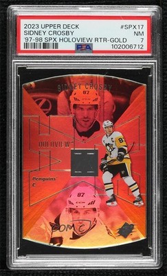 2023-24 Upper Deck Extended Series Gold 21/50 Sidney Crosby #SPX-17 PSA 7 10ia