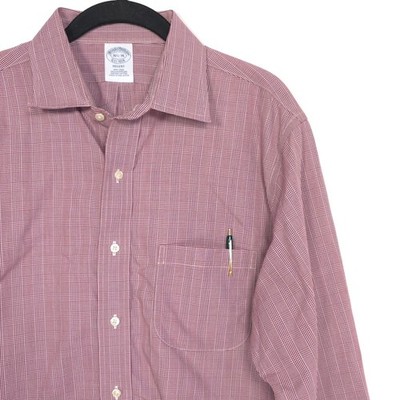 BROOKS BROTHERS Shirt 16.5 - 36 REGENT Check AMERICAN SUPIMA COTTON Red Rose