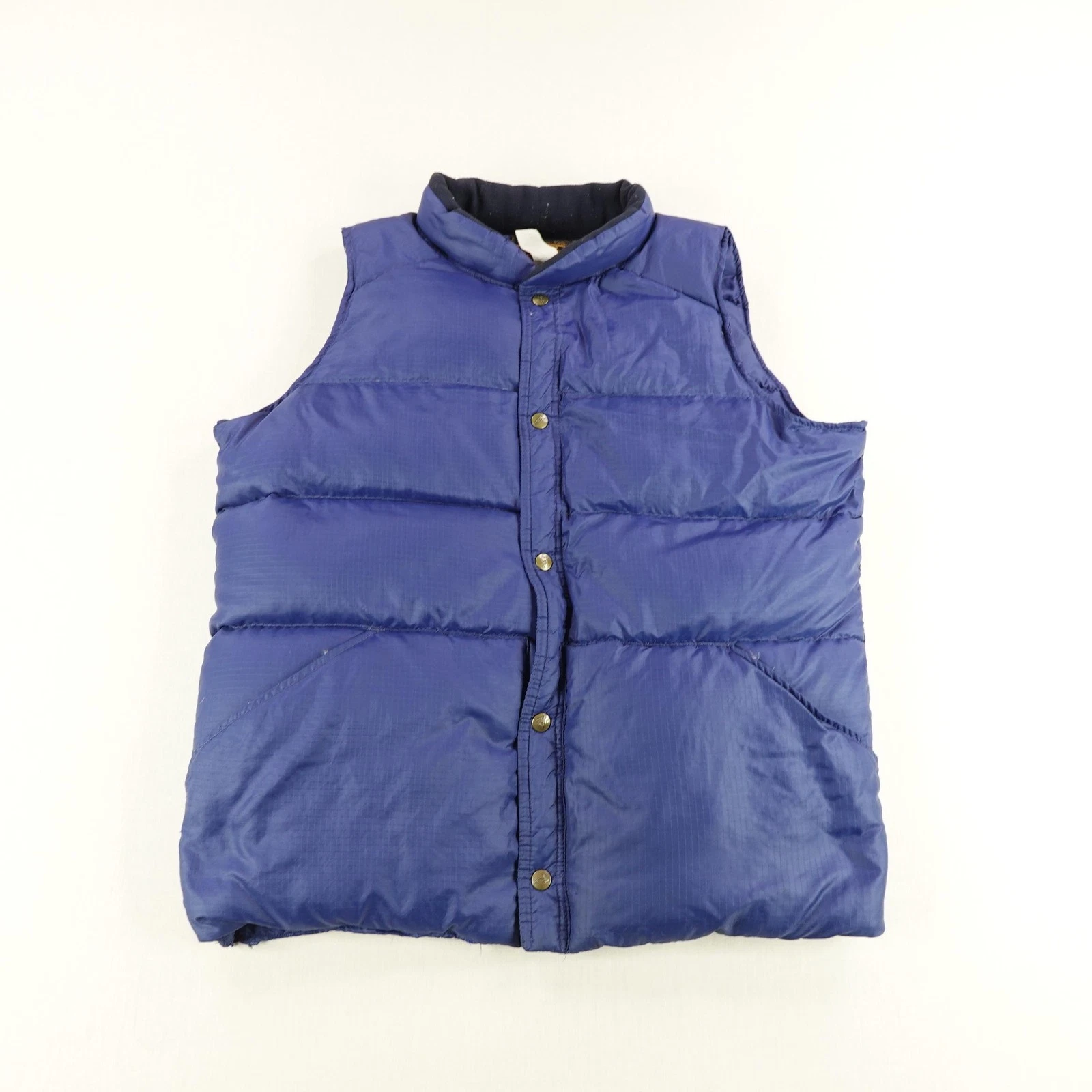 Vintage Eddie Bauer Puffer Vest Mens Large Blue Goose Down Sleeveless USA 90s ^