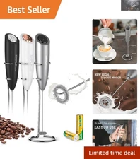 Handheld Milk Frother - Battery Operated Drink Mixer with Stainless Steel Whisk