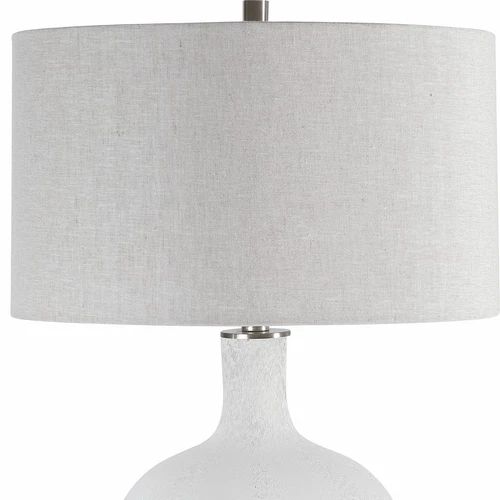 UTTERMOST 28469-1 WHITEOUT HEAVILY TEXTURED MOTTLED AGED WHITE GLASS TABLE LAMP - Picture 4 of 6