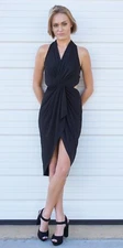 Twist Knot Midi Black Dress | Open Back | Sleeveless S M L FAVLUX LUX10188