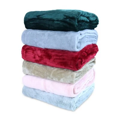 Bulk Lot of 12 Coral Fleece Blankets - 50 x 60 Assorted Soft Throw Blanket Set
