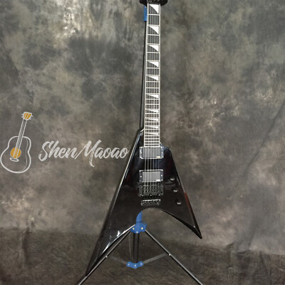 Swallow Tail V Black Electric Guitar Basswood Body H-H Pickups Floyd Rose Bridge