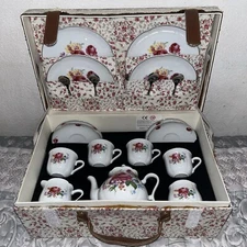 Reutter Porzellan Germany Porcelain Dresden Rose Tea Set