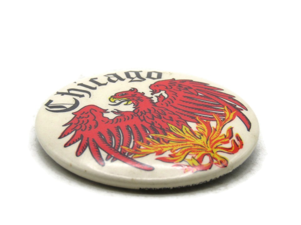 Chicago Lettered Pin Phoenix & Flames Graphic White Background eBay