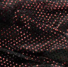 5 Yard RED BLACK Sequins Dot Fabric 44 Width