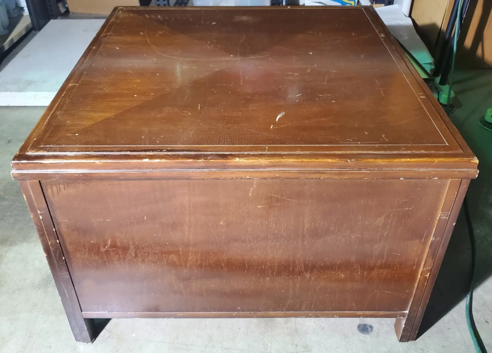 29.5" Square Center Coffee Table Mid Century Modern MCM w/Storage Solid Heavy! - Image 2 of 4