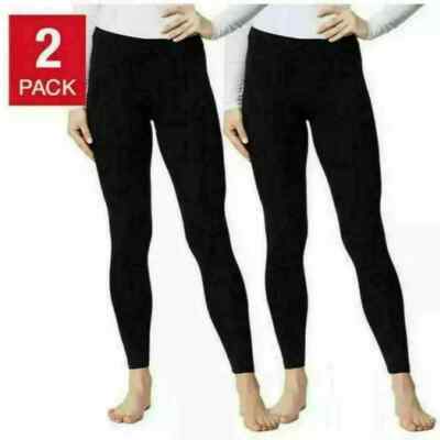 NWT Felina 2 Pack Leggings Wide Waistband Slimming Sueded Lightweight Black Sz S