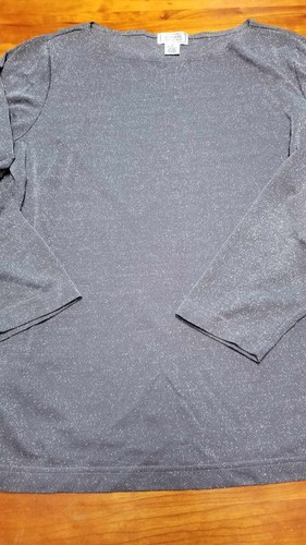 Jennifer Moore Women's top Size Large Gray Glitters round neck 3/4 sleeve