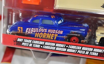 DISNEY PIXAR CARS DIRT TRACK FABULOUS HUDSON HORNET & HEYDAY LEROY