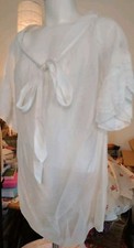 VALENTINO Designer Silk Blend Sheer Ivory Tie Neck Shirt Blouse Size 48