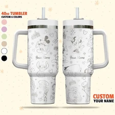 Custom Disney Friends Character Tumbler Disney Name Engraved 40oz Tumbler Gift