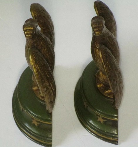VTG Pair Sexton USA Eagle Stars Bookends Cast Iron Americana Military Patriotic - Picture 4 of 11