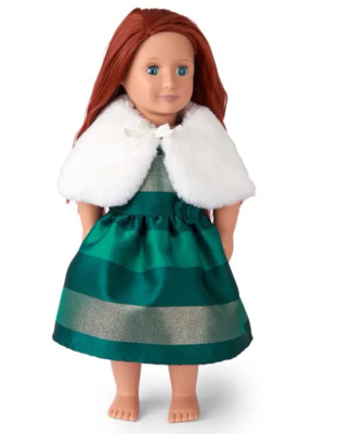 18'' Doll Dress with Fur Cape Fits American Girl Our Generation Doll  NEW
