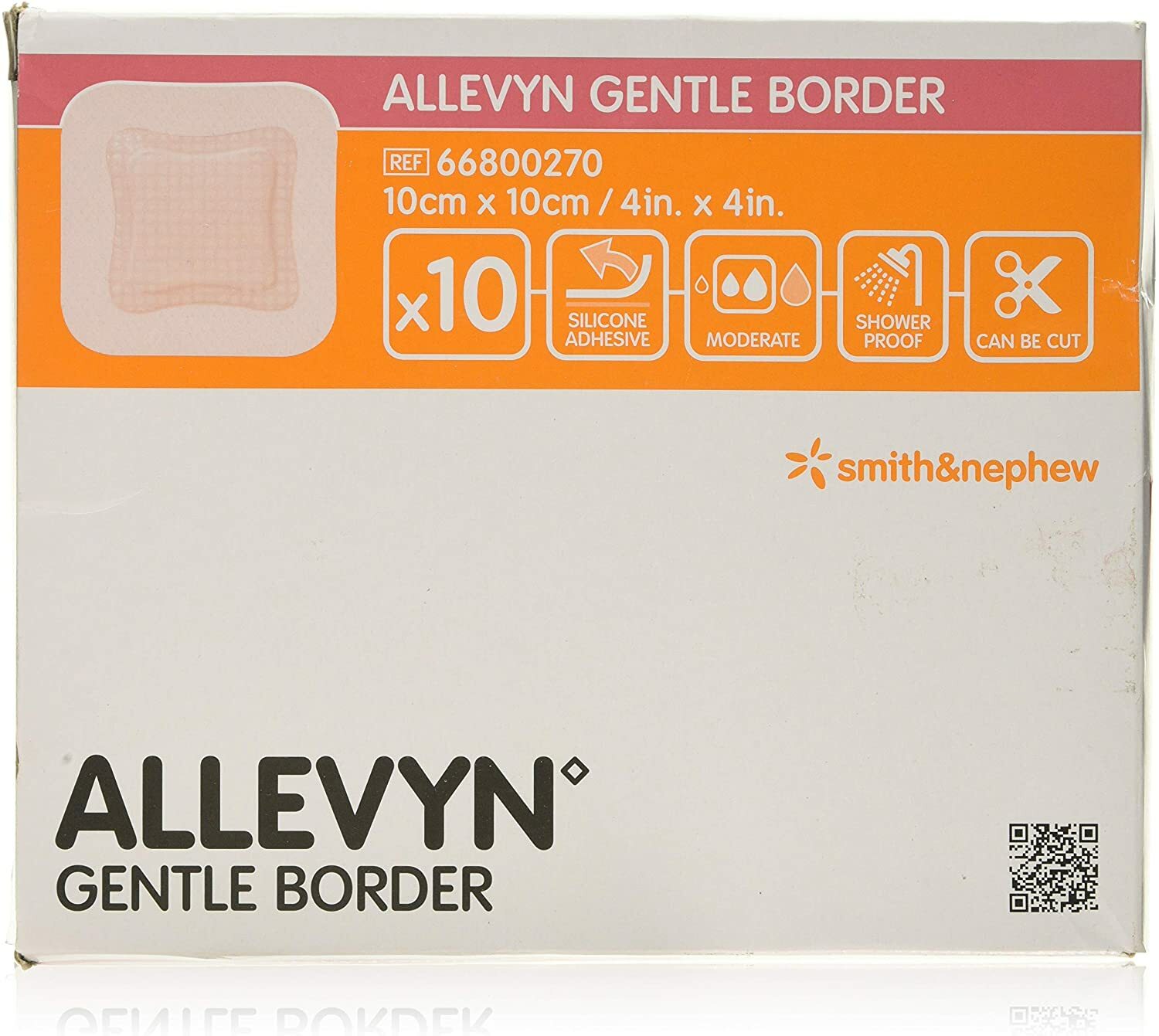 Allevyn Gentle Border Silicon Gel Adhesive 10cm x 10cm Foam Dressing UK