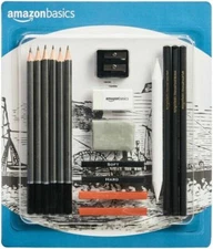 AmazonBasics Sketch and Drawing Pencil Set 17 pieces - Gray