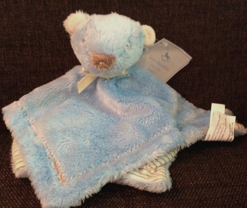Pottery Barn Kids PBK Baby Security Blanket Bear Thumbie 2012 Blue Brown Stripes - Picture 2 of 5