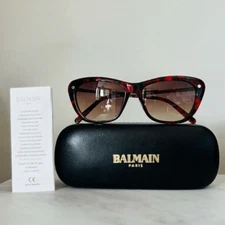 BALMAIN 56mm Modified Cat Eye Sunglasses, Polarized, Designer, Red Tortoise, NWT