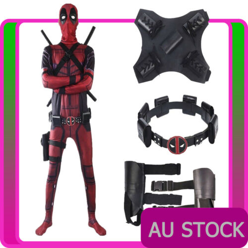 Mens Deadpool Full Set Costume Marvel Comic X-Men Superhero Anti Hero - Afbeelding 1 van 9