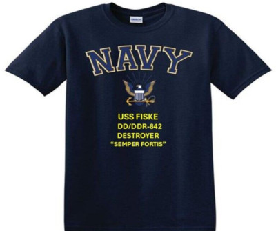 USS FISKE  DD/DDR-842* DESTROYER*EAGLE SHIRT*NAVY OFFICIALLY LICENSED