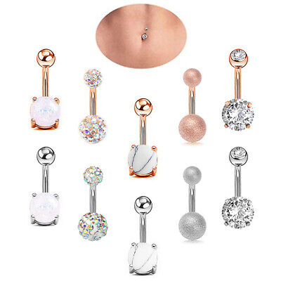 9Pcs/Lot Women Belly Rings Set Stainless Steel Navel Rings 9 Colors Cubic Zircon