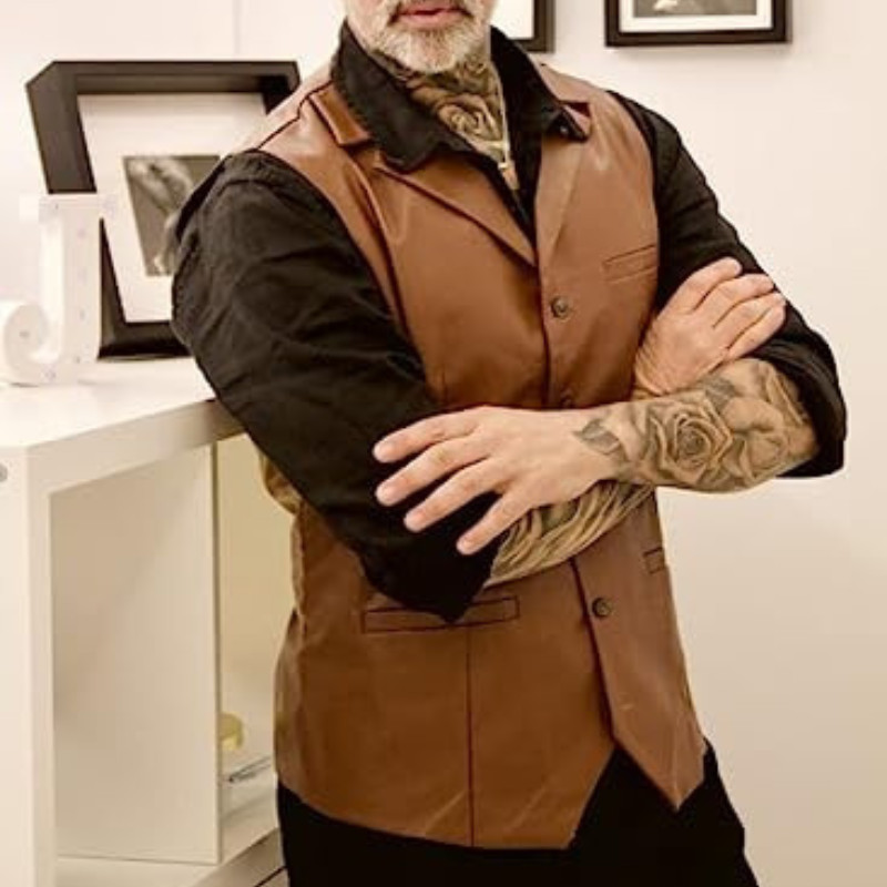 mens leather winter vest