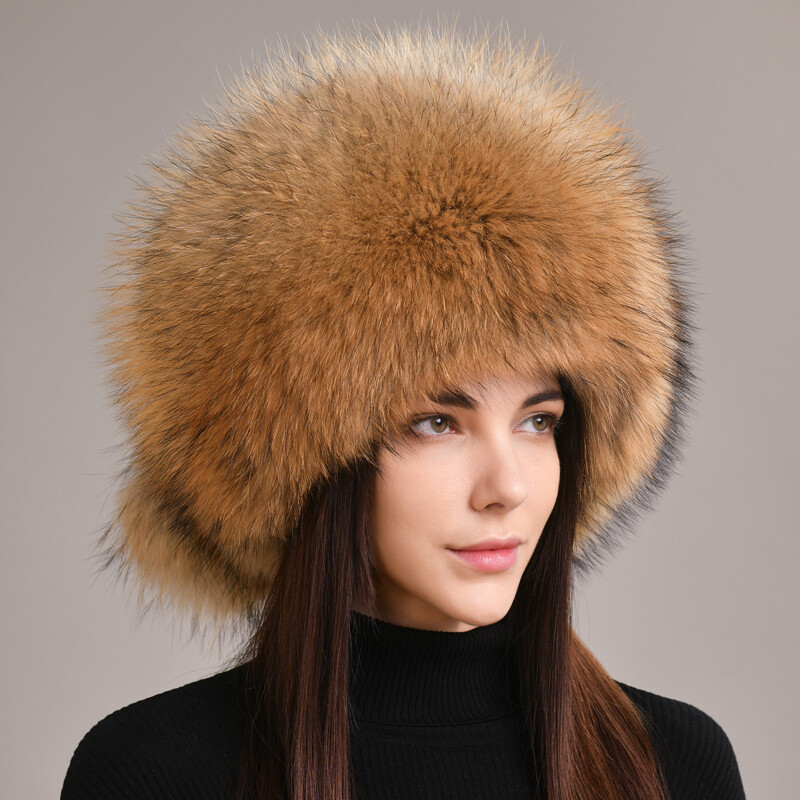 Women's Real Fox Fur Winter Hat Russian Ushanka Cossack Hunter Hat
