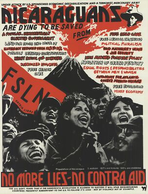 BLACK CAT COLLECTIVE Nicaraguans are dying to be saved (Sm) 24.25'' x 18.5'' Serig
