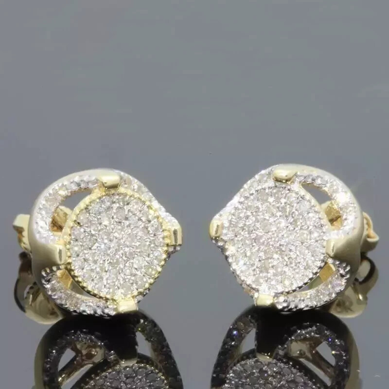 2Ct Lab-Created Round Diamond Cluster Earrings in 14K Yellow Gold