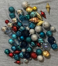 Shatterproof Christmas Ornaments various Shapes And Sizes BIG BOX OF 62 