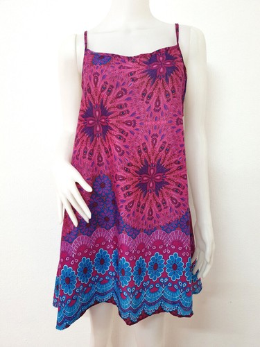New Women Mini Dress Summer Boho Bohemian Tunics Beach Cover Hippy Rayon TD - Picture 23 of 25