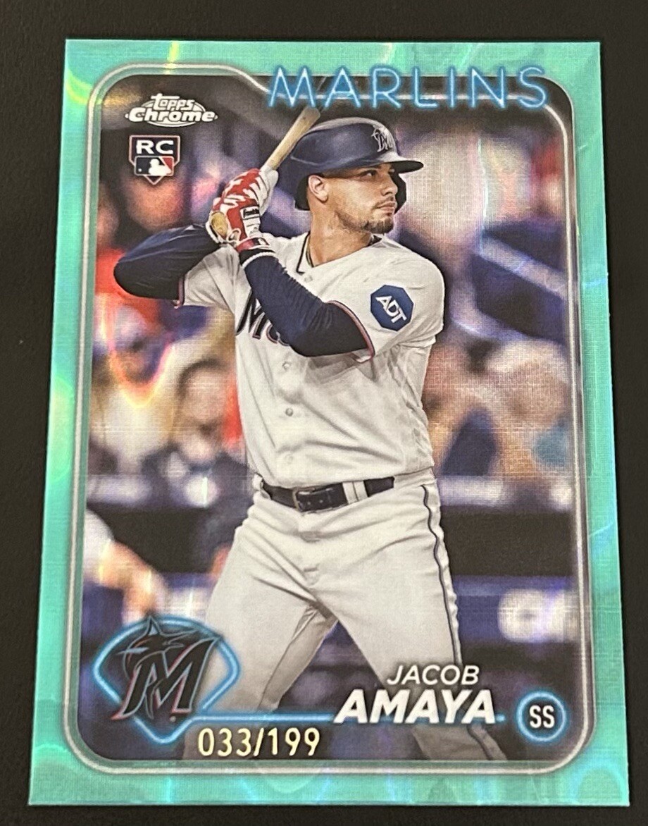 Jacob Amaya 2024 Topps Chrome Aqua Refractor ROOKIE #'d /199 MARLINS  #92