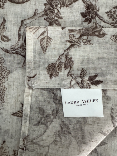 Laura Ashley Window Curtains 2 Panels 38 x 84 Beige Brown Sheer Elderwood Linen - Picture 4 of 10