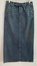 Vintage Eddie Bauer Long Denim Jean Straight Maxi Skirt Back Slit Size 2 NWT