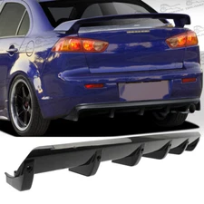 Rear Lip Bumper Diffuser Shark Fin Spoiler Kit Black For Mitsubishi Lancer Evo X