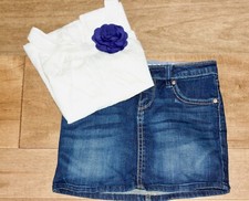 NEW Gymboree White Tank w/EUC Gap denim skirt 6