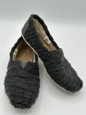 Womens Toms Classic Forged Iron Grey Cable Knit Slip-On Flats Sz 8
